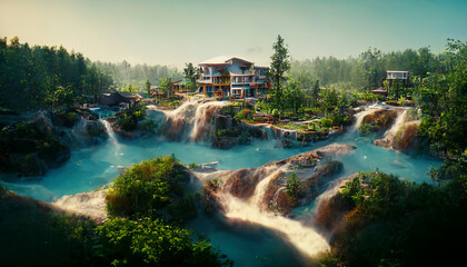 waterfall in the mountains