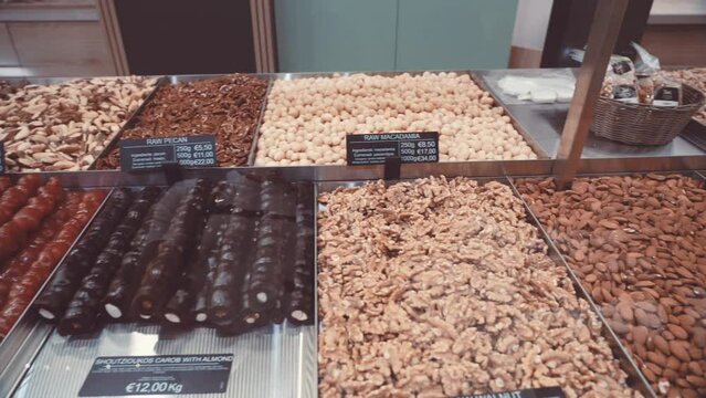 Video of churchkhela and nuts in market