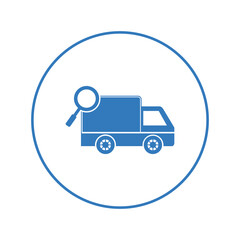 Delivery tracking truck search icon | Circle version icon |