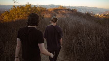 people walking through trail