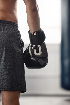 Boxer, Fighter Glove And Hand Close Up At Sports Club Or Gym For Training With Equipment For Fist. Athlete Sportswear For Protection For Mma And Boxing Fight Or Workout With Safety Gear.