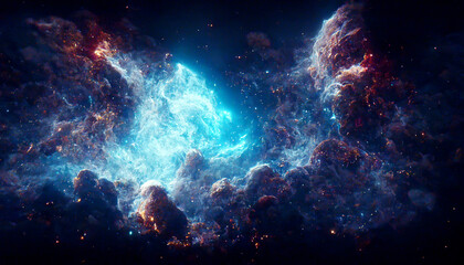 Fototapeta na wymiar Universe filled with stars, deep space nebula and galaxy 3d generation