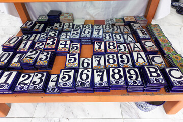 address numbers and letters mexican traditional colorful talavera ceramic wall tiles