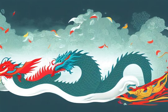 Banner For Duanwu Festival In Flat Style, People Paddling In Dragon Boats Race