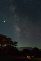 Obraz na płótnie Canvas 日本の岡山県真庭市の蒜山高原のとても美しい星空