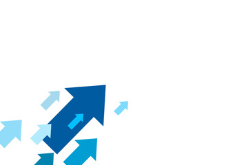 Banner with blue arrows flying up. The concept of takeoff and striving forward. Horizontal illustration. High quality photo