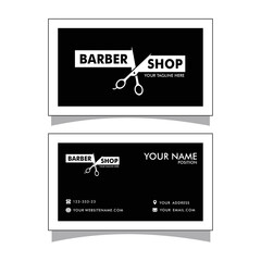 Barber shop business card and men's  salon or barber shop logo black and white