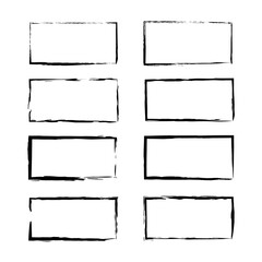 black brush rectangles. Edge frame. Decorative border. Vector illustration. stock image. 