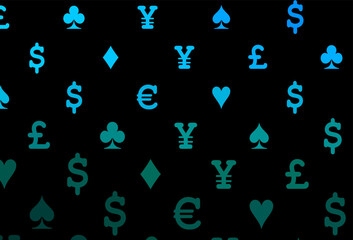 Dark blue, green vector texture with playing cards.