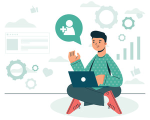 man with laptop marketing