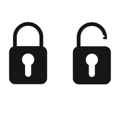 open and closed lock symbol,vector.
simple secure password protection idea concept.