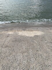 Neck water and sand on the beach.