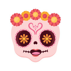 mexican skull death with flowers