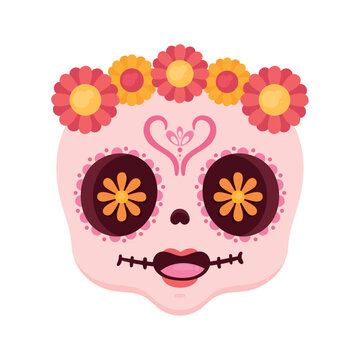 mexican skull death with flowers