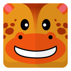 Giraffe face cute animal sticker in flat icon design
