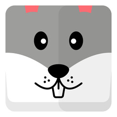 Rabbit face cute animal sticker in flat icon design
