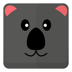 Koala face cute animal sticker in flat icon design