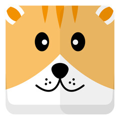 Cat face cute animal sticker in flat icon design