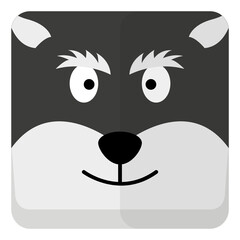 Wolf  face cute animal sticker in flat icon design