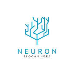 Brain logo or nerve cell logo with vector illustration template