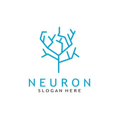 Brain logo or nerve cell logo with vector illustration template