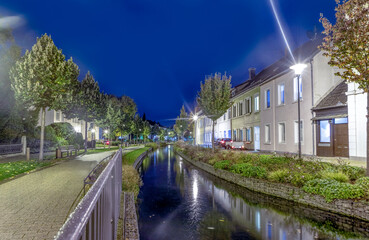 night view of the friedrichstaler canal in Detmold
