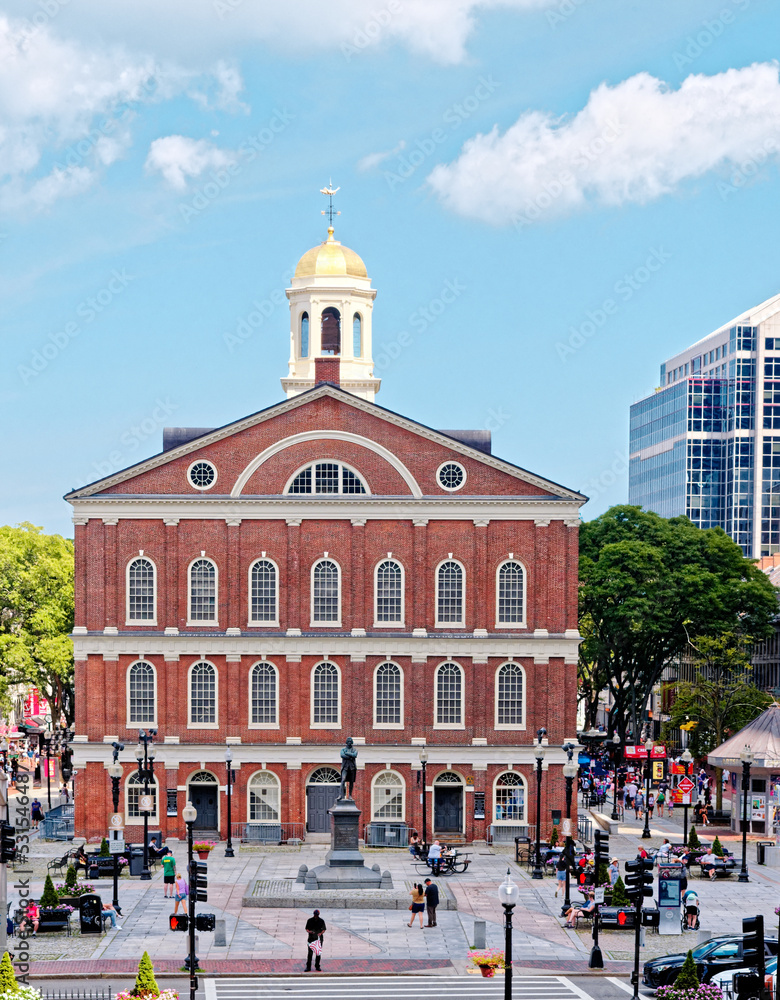 Canvas Prints Tourists Outside Faneuil Hall