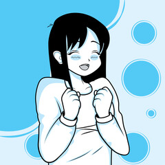 anime girl in blue background