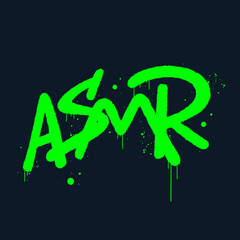 Urban street graffiti. Concept of asmr artist and content. Vector logo for podcast, blog. Artwork for street wear, pins, patchworks, tee, bomber jackets, hoodie. 2k grunge style.