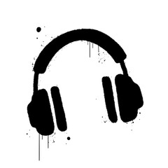 Urban street graffiti style. Headphones vector illustration. Retro print for graphic tee, sweartshirt, sticker. Concept for DJ, music festival, equipment, party. Nostalgia for 1980s -1990s. - obrazy, fototapety, plakaty