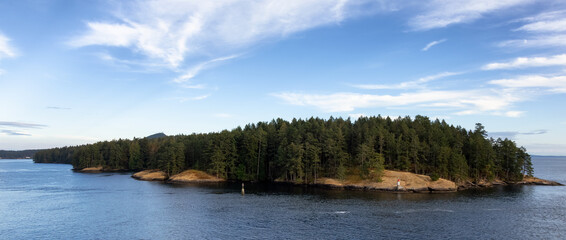 Canadian Landscape by the ocean and mountains. Summer Season.
