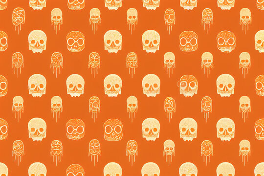Halloween creepy scary patterns. Patterns with bones, pumpkins, skulls skeletons. illustration