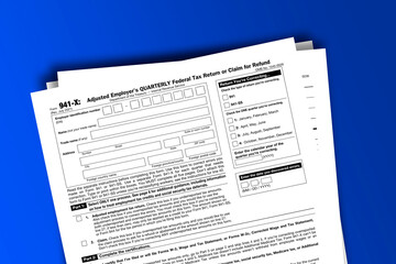 Form 941-X documentation published IRS USA 09.14.2021. American tax document on colored - obrazy, fototapety, plakaty