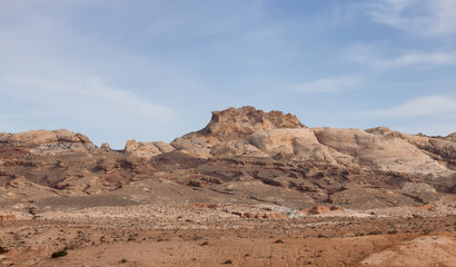 Fototapeta na wymiar Red Rock Formations and Hoodoos in the Desert at Sunrise.