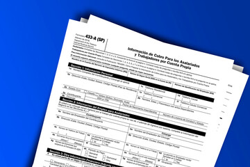 Form 433-A (SP) documentation published IRS USA 02.28.2020. American tax document on colored