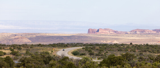 American Landscape in the Desert with Red Rock Mountain Formations