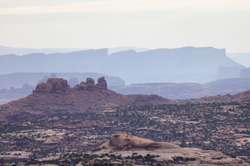 American Landscape in the Desert with Red Rock Mountain Formations.