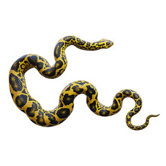 Yellow anaconda 3D illustration
