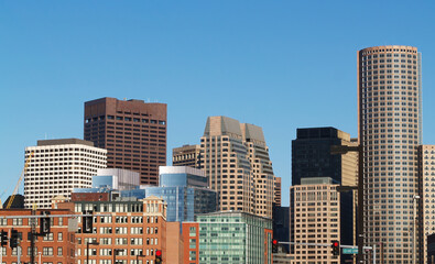 Boston Massachusetts Buildings Against Clear Blue Sky 2008