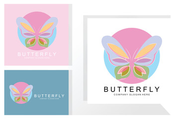 Butterfly Logo Design, Beautiful Flying Animal, Company Brand Icon Illustration, Screen Printing, Salon