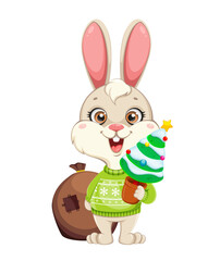 Cute Rabbit cartoon character. Funny bunny