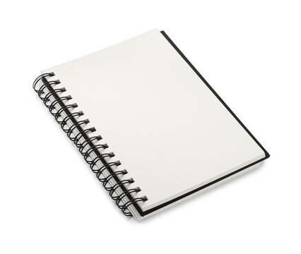 Open blank office notebook isolated on white