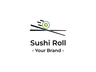 Unique sushi roll logo suitable for a company that sells Japanese food