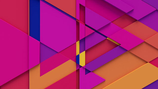 Multicolored Tech Background with a Geometric 3D Structure. Vibrant, Minimal design with Simple Futuristic Forms. 3D Render.