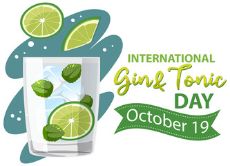 International gin and tonic day logo design - obrazy, fototapety, plakaty