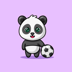 Cute Panda Holding Ball Illustration