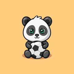 Cute Panda Hugging Ball Illustration