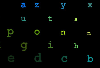 Dark blue, yellow vector layout with latin alphabet.