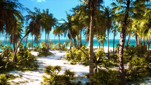desert island with palm trees on the beach