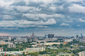 Clouds above the city district. Moscow.